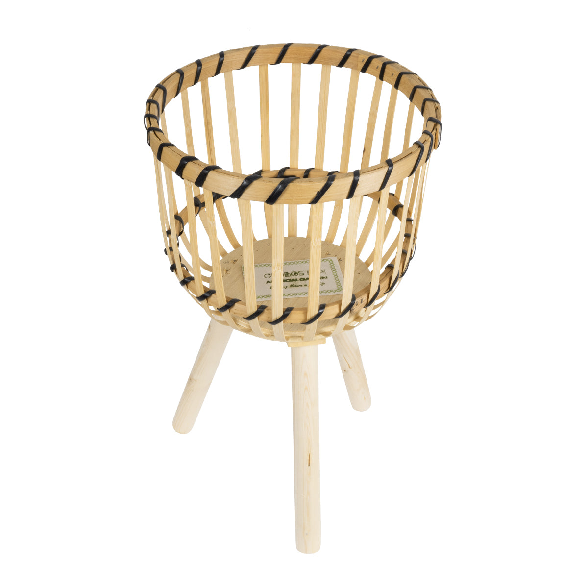 GloboStar® Artificial Garden FOLEGANDROS 20583 Διακοσμητικό Ξύλινο Κασπώ Γλάστρα - Flower Pot Μπεζ Φ28 x Υ47cm - ledmania.gr