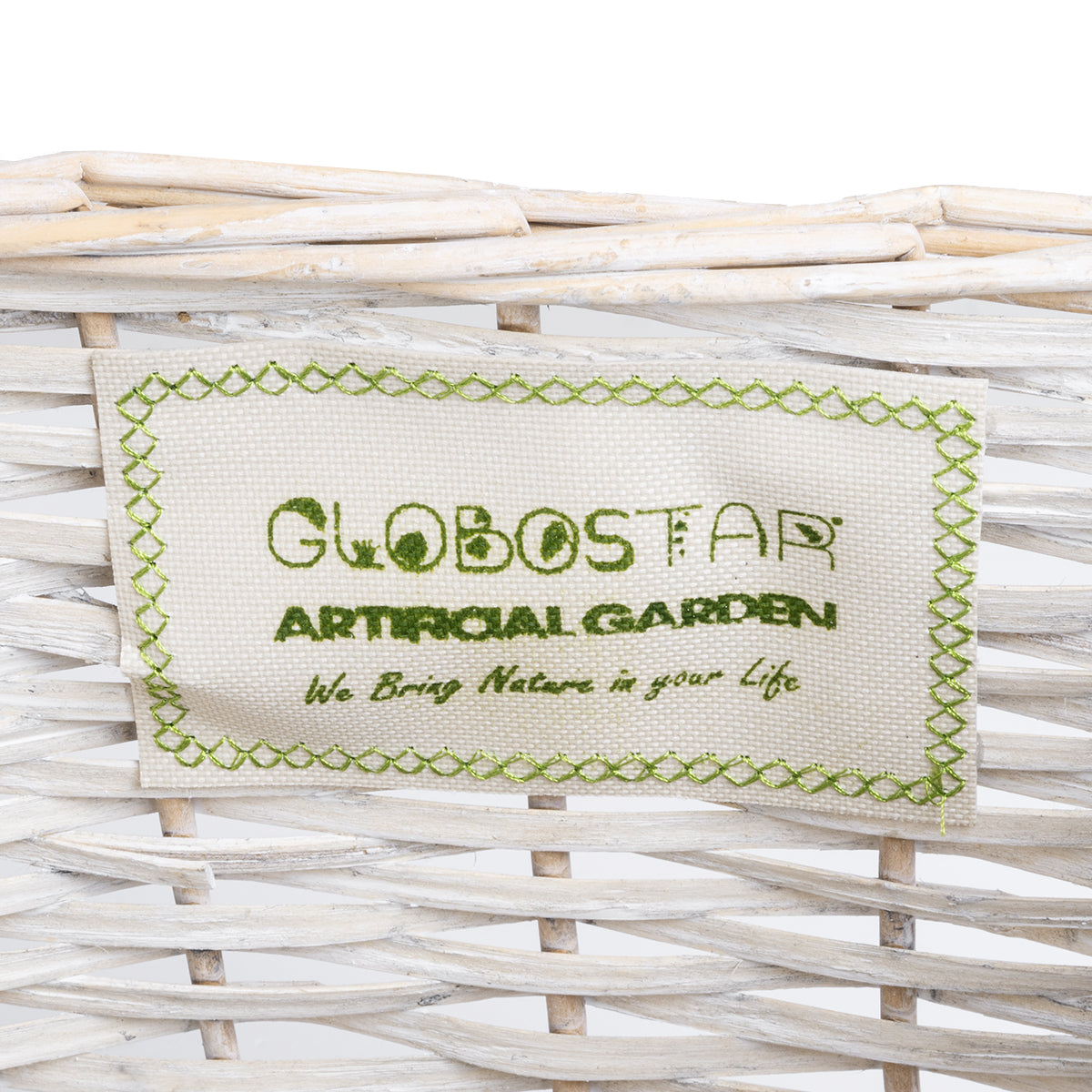 GloboStar® Artificial Garden KYOTO 20590 Διακοσμητικό Πλεκτό Καλάθι - Κασπώ Γλάστρα - Flower Pot Λευκό με Μπεζ Φ22 x Υ25cm - ledmania.gr
