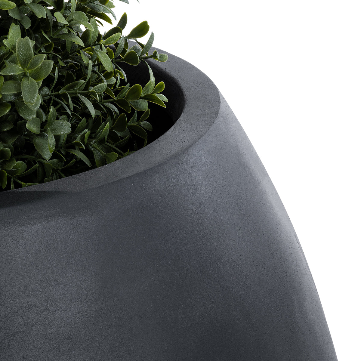 GloboStar® Artificial Garden COLOMBO 20695 Διακοσμητικό Πολυεστερικό Τσιμεντένιο Κασπώ Γλάστρα - Flower Pot Μαύρο Φ60 x Υ45cm - ledmania.gr