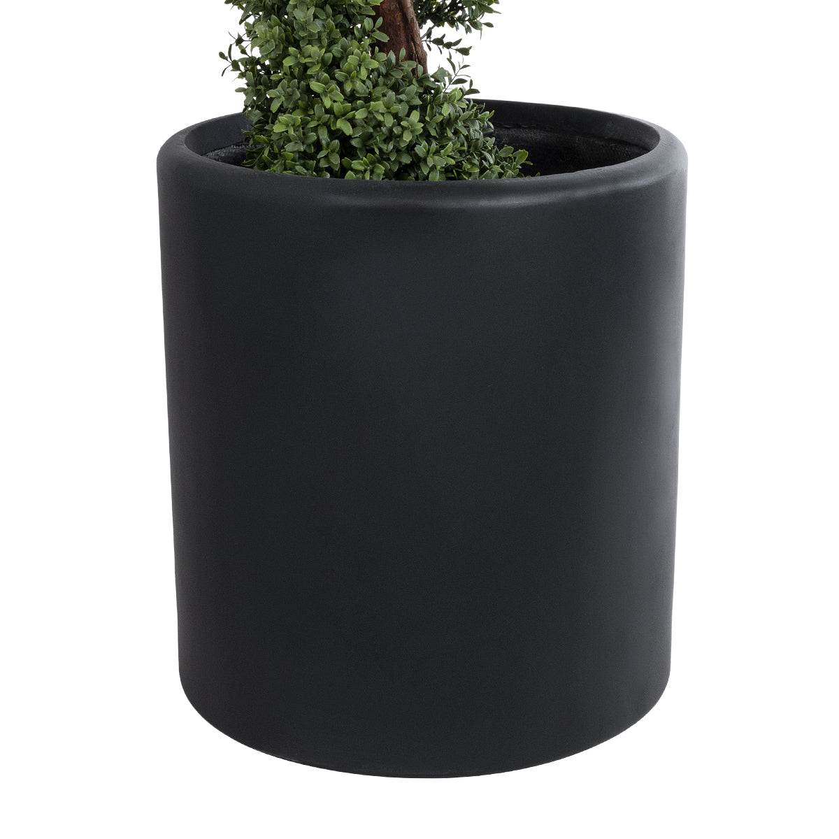GloboStar® Artificial Garden PUEBLA 20699 Διακοσμητικό Πολυεστερικό Τσιμεντένιο Κασπώ Γλάστρα - Flower Pot Μαύρο Φ51 x Υ56cm - ledmania.gr