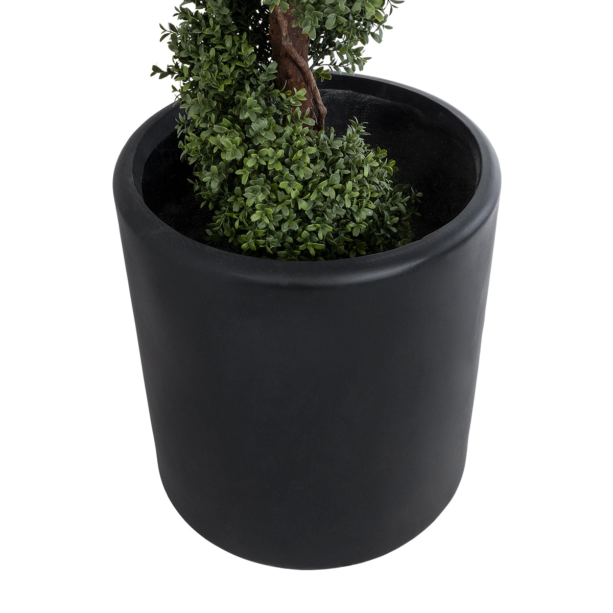 GloboStar® Artificial Garden PUEBLA 20699 Διακοσμητικό Πολυεστερικό Τσιμεντένιο Κασπώ Γλάστρα - Flower Pot Μαύρο Φ51 x Υ56cm - ledmania.gr