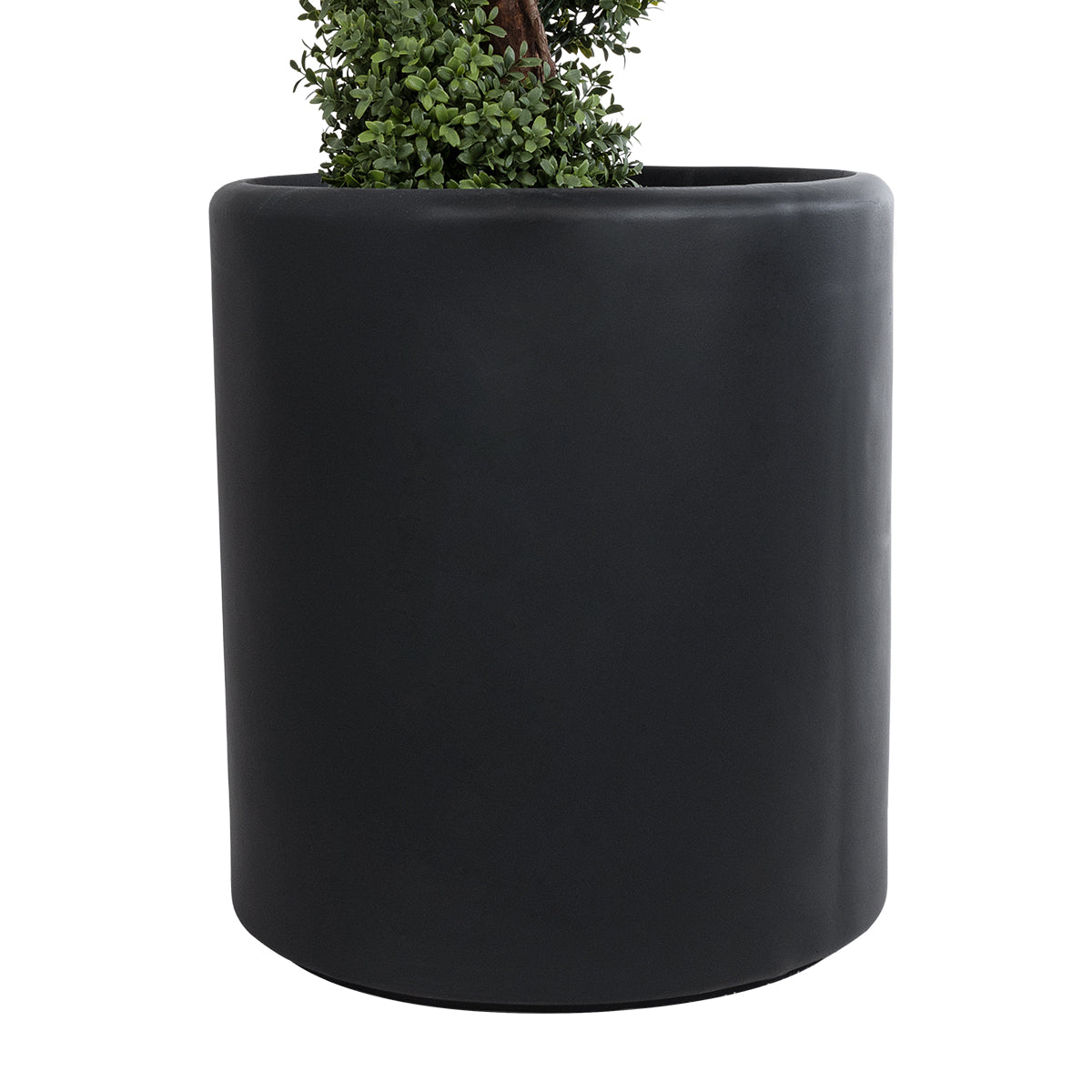 GloboStar® Artificial Garden PUEBLA 20699 Διακοσμητικό Πολυεστερικό Τσιμεντένιο Κασπώ Γλάστρα - Flower Pot Μαύρο Φ51 x Υ56cm - ledmania.gr