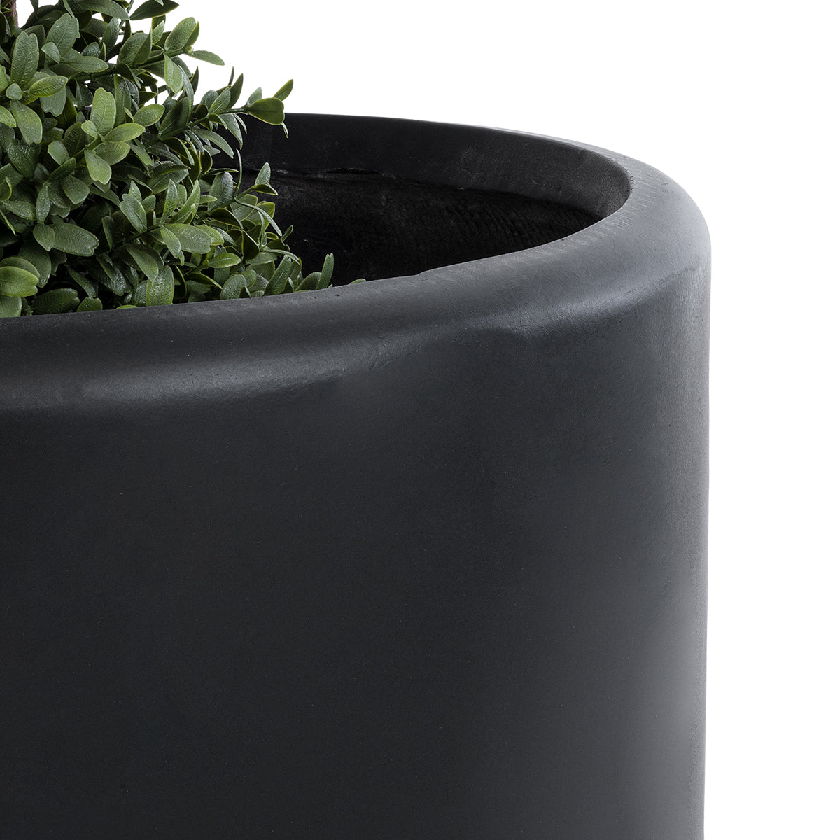 GloboStar® Artificial Garden PUEBLA 20699 Διακοσμητικό Πολυεστερικό Τσιμεντένιο Κασπώ Γλάστρα - Flower Pot Μαύρο Φ51 x Υ56cm - ledmania.gr