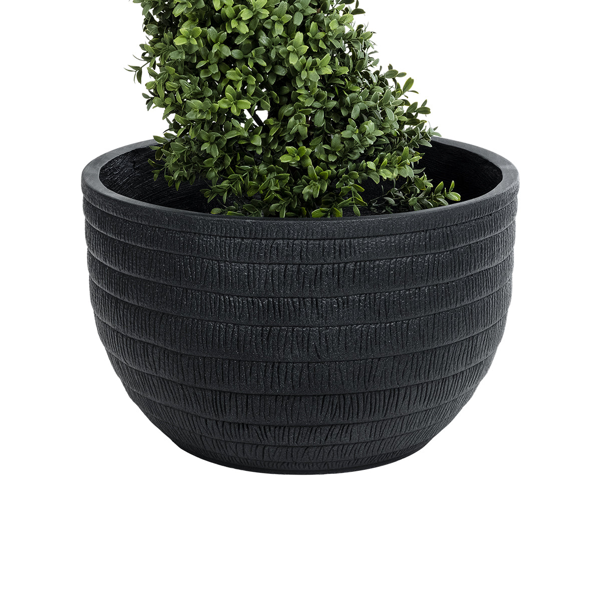 GloboStar® Artificial Garden VEGAS 20702 Διακοσμητικό Πολυεστερικό Τσιμεντένιο Κασπώ Γλάστρα - Flower Pot Μαύρο Φ45 x Υ28cm - ledmania.gr