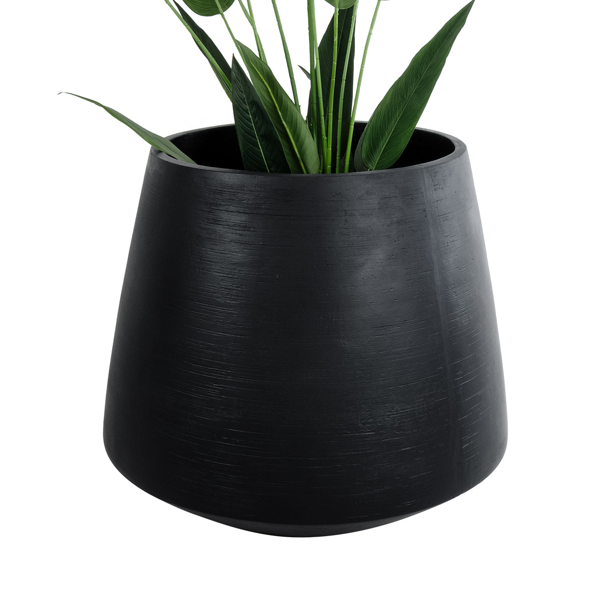 GloboStar® Artificial Garden TIJUANA 20704 Διακοσμητικό Πολυεστερικό Τσιμεντένιο Κασπώ Γλάστρα - Flower Pot Μαύρο Φ82 x Υ90cm - ledmania.gr