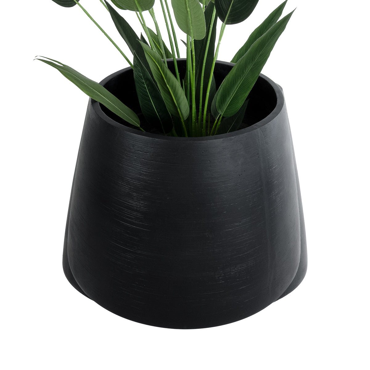 GloboStar® Artificial Garden TIJUANA 20704 Διακοσμητικό Πολυεστερικό Τσιμεντένιο Κασπώ Γλάστρα - Flower Pot Μαύρο Φ82 x Υ90cm - ledmania.gr