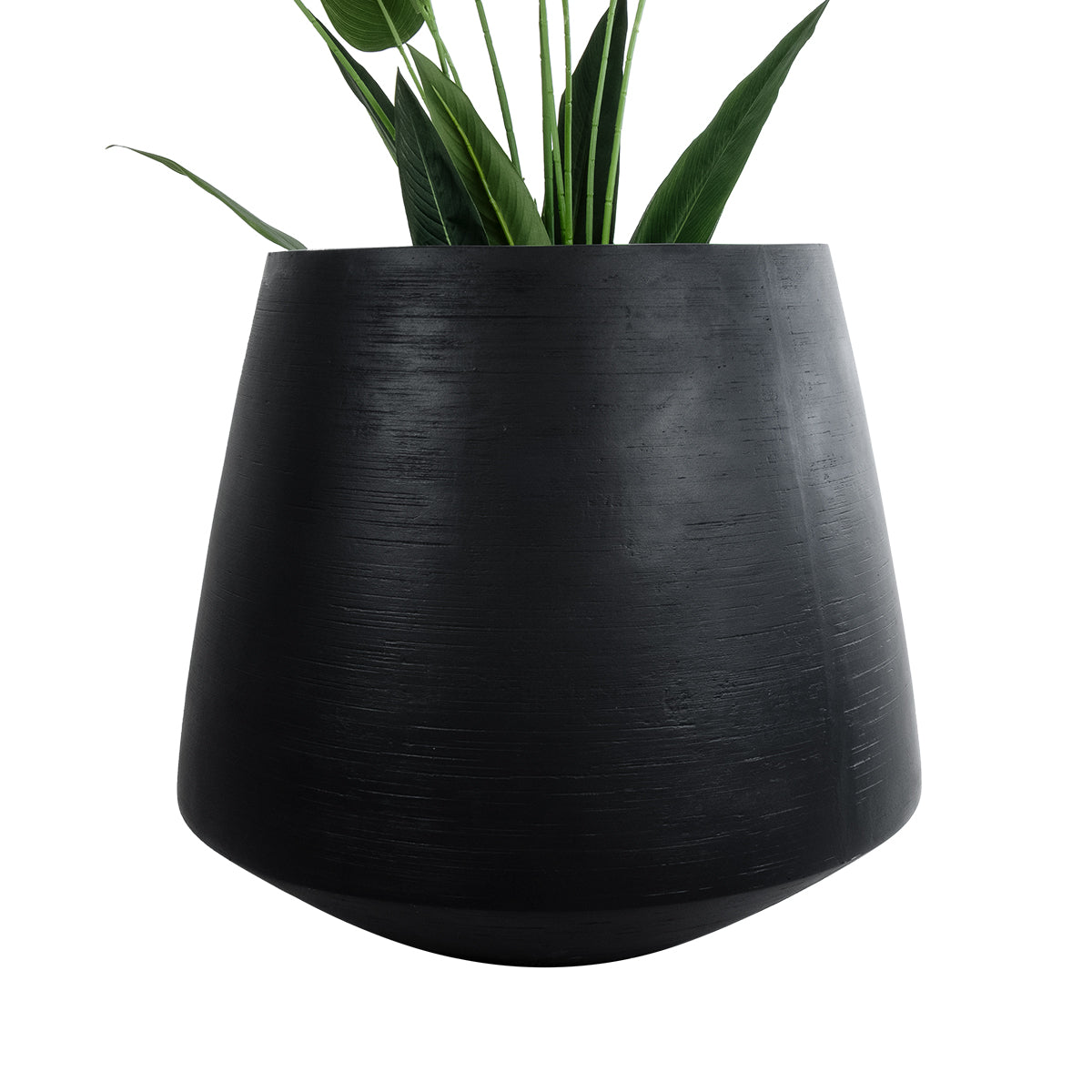 GloboStar® Artificial Garden TIJUANA 20704 Διακοσμητικό Πολυεστερικό Τσιμεντένιο Κασπώ Γλάστρα - Flower Pot Μαύρο Φ82 x Υ90cm - ledmania.gr