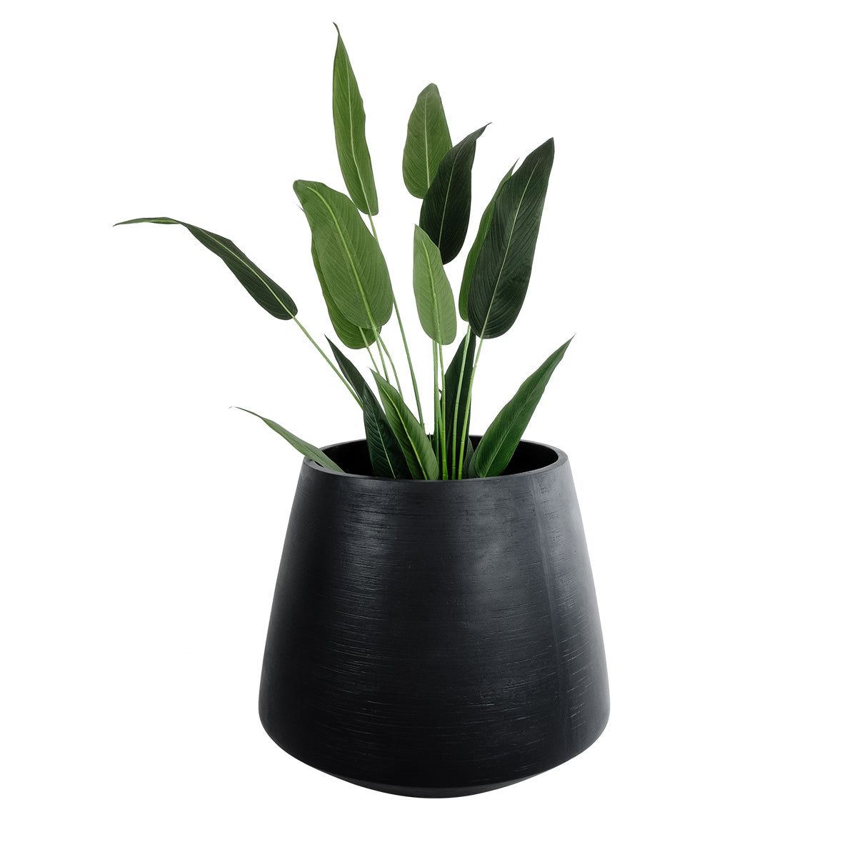 GloboStar® Artificial Garden TIJUANA 20704 Διακοσμητικό Πολυεστερικό Τσιμεντένιο Κασπώ Γλάστρα - Flower Pot Μαύρο Φ82 x Υ90cm - ledmania.gr