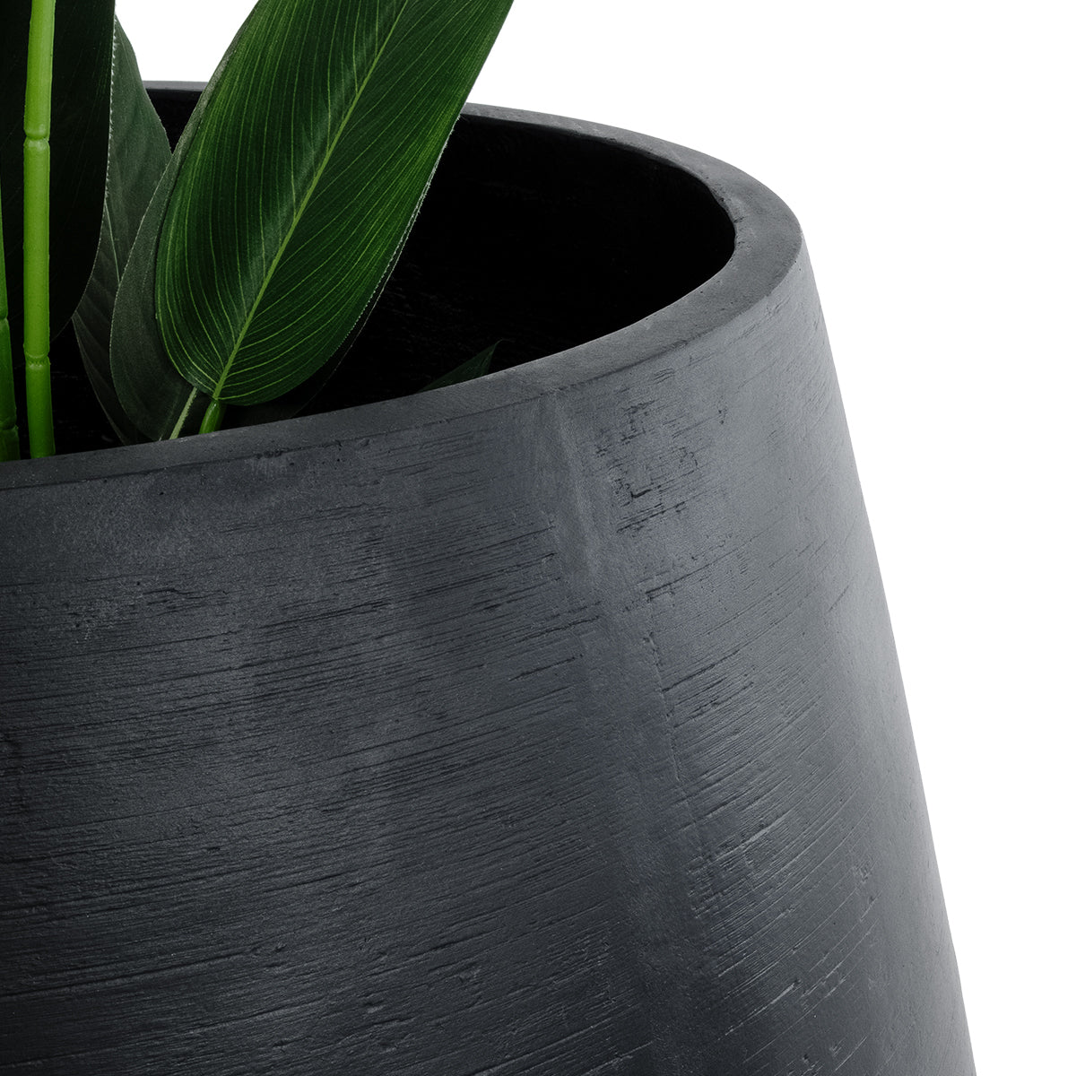 GloboStar® Artificial Garden TIJUANA 20704 Διακοσμητικό Πολυεστερικό Τσιμεντένιο Κασπώ Γλάστρα - Flower Pot Μαύρο Φ82 x Υ90cm - ledmania.gr