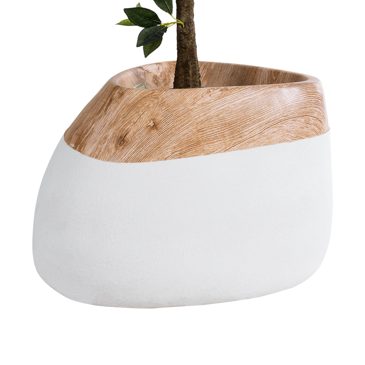 GloboStar® Artificial Garden PANDORA 20705 Επιδαπέδιο Πολυεστερικό Τσιμεντένιο Κασπώ Γλάστρα - Flower Pot Καφέ με Λευκό Μ60 x Π55 x Υ43cm - ledmania.gr