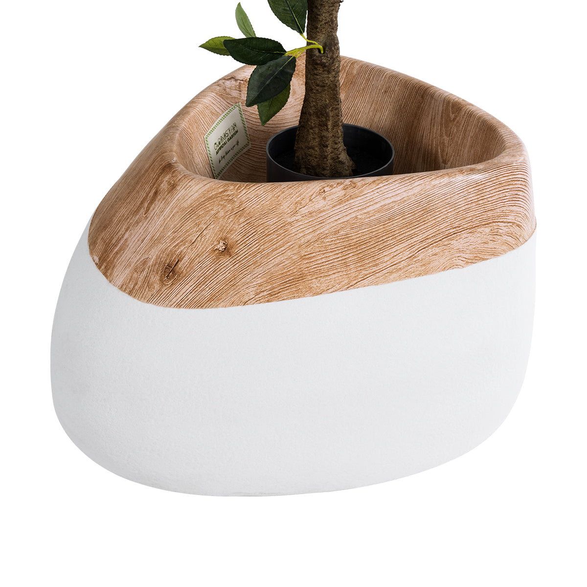 GloboStar® Artificial Garden PANDORA 20705 Επιδαπέδιο Πολυεστερικό Τσιμεντένιο Κασπώ Γλάστρα - Flower Pot Καφέ με Λευκό Μ60 x Π55 x Υ43cm - ledmania.gr