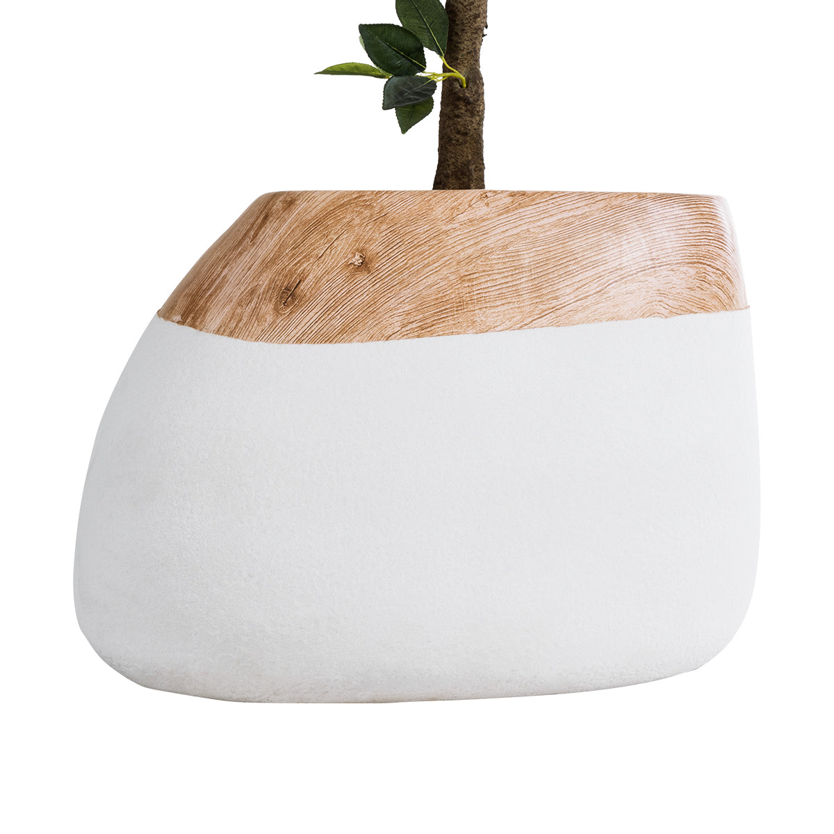 GloboStar® Artificial Garden PANDORA 20705 Επιδαπέδιο Πολυεστερικό Τσιμεντένιο Κασπώ Γλάστρα - Flower Pot Καφέ με Λευκό Μ60 x Π55 x Υ43cm - ledmania.gr