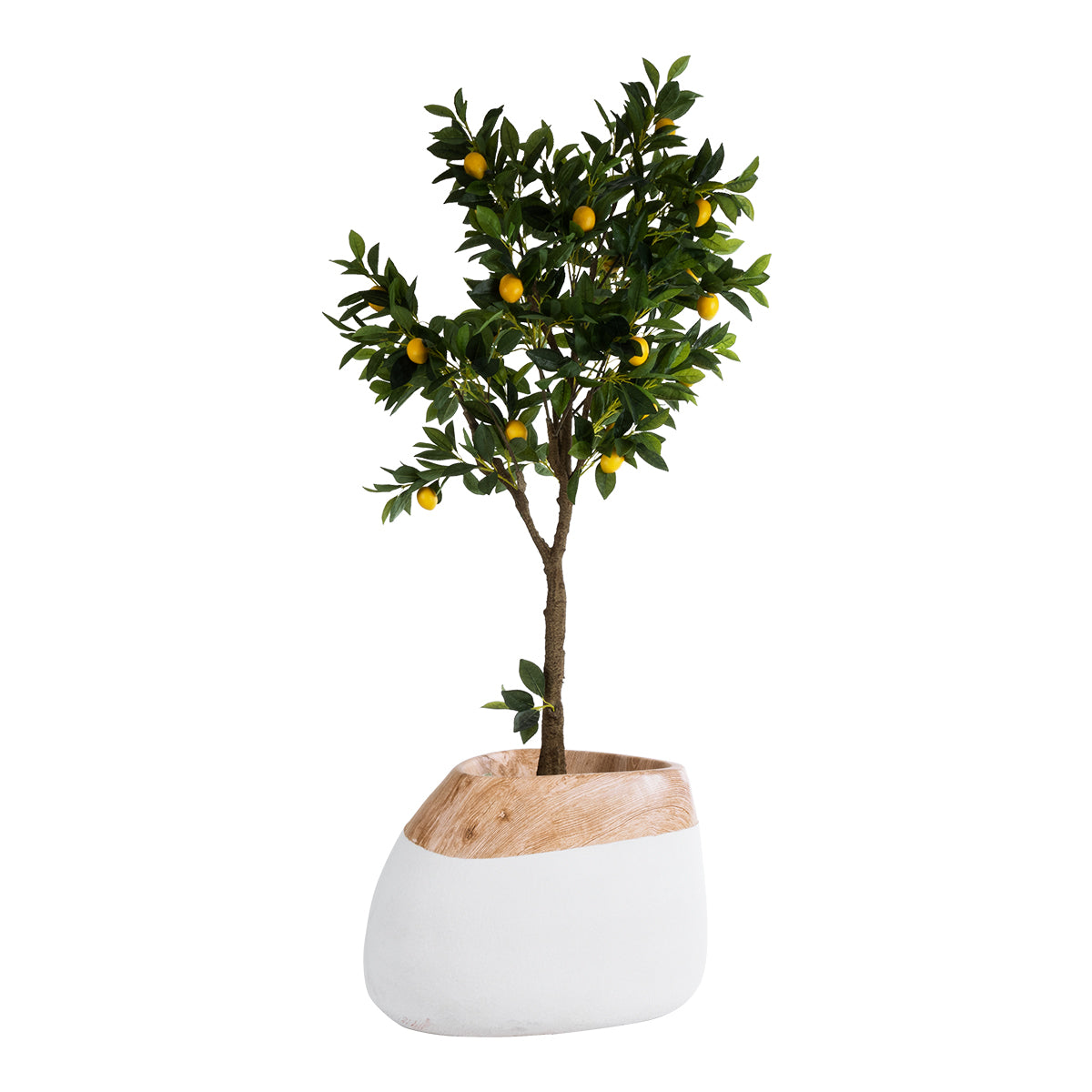 GloboStar® Artificial Garden PANDORA 20705 Επιδαπέδιο Πολυεστερικό Τσιμεντένιο Κασπώ Γλάστρα - Flower Pot Καφέ με Λευκό Μ60 x Π55 x Υ43cm - ledmania.gr