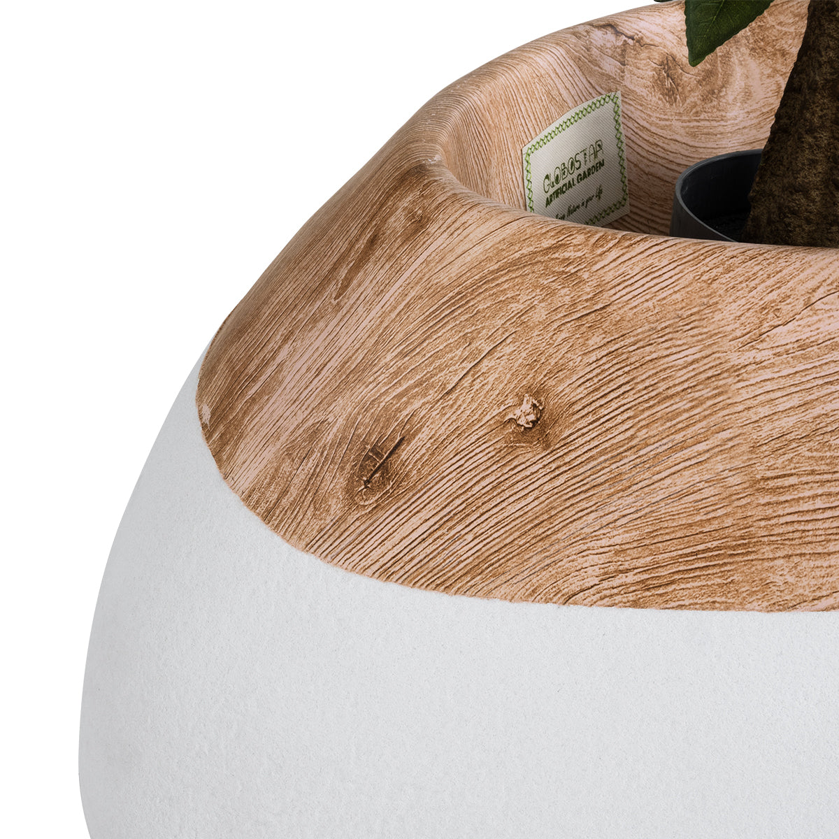 GloboStar® Artificial Garden PANDORA 20705 Επιδαπέδιο Πολυεστερικό Τσιμεντένιο Κασπώ Γλάστρα - Flower Pot Καφέ με Λευκό Μ60 x Π55 x Υ43cm - ledmania.gr