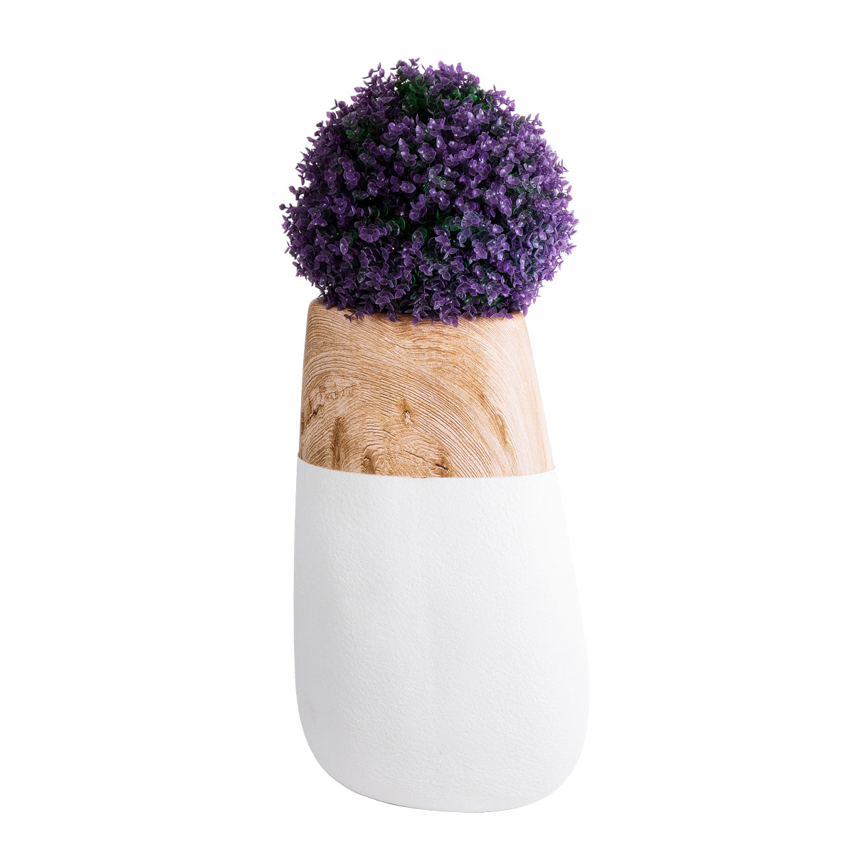 GloboStar® Artificial Garden PANDORA 20706 Επιδαπέδιο Πολυεστερικό Τσιμεντένιο Κασπώ Γλάστρα - Flower Pot Λευκό με Καφέ Μ45 x Π40 x Υ72cm - ledmania.gr