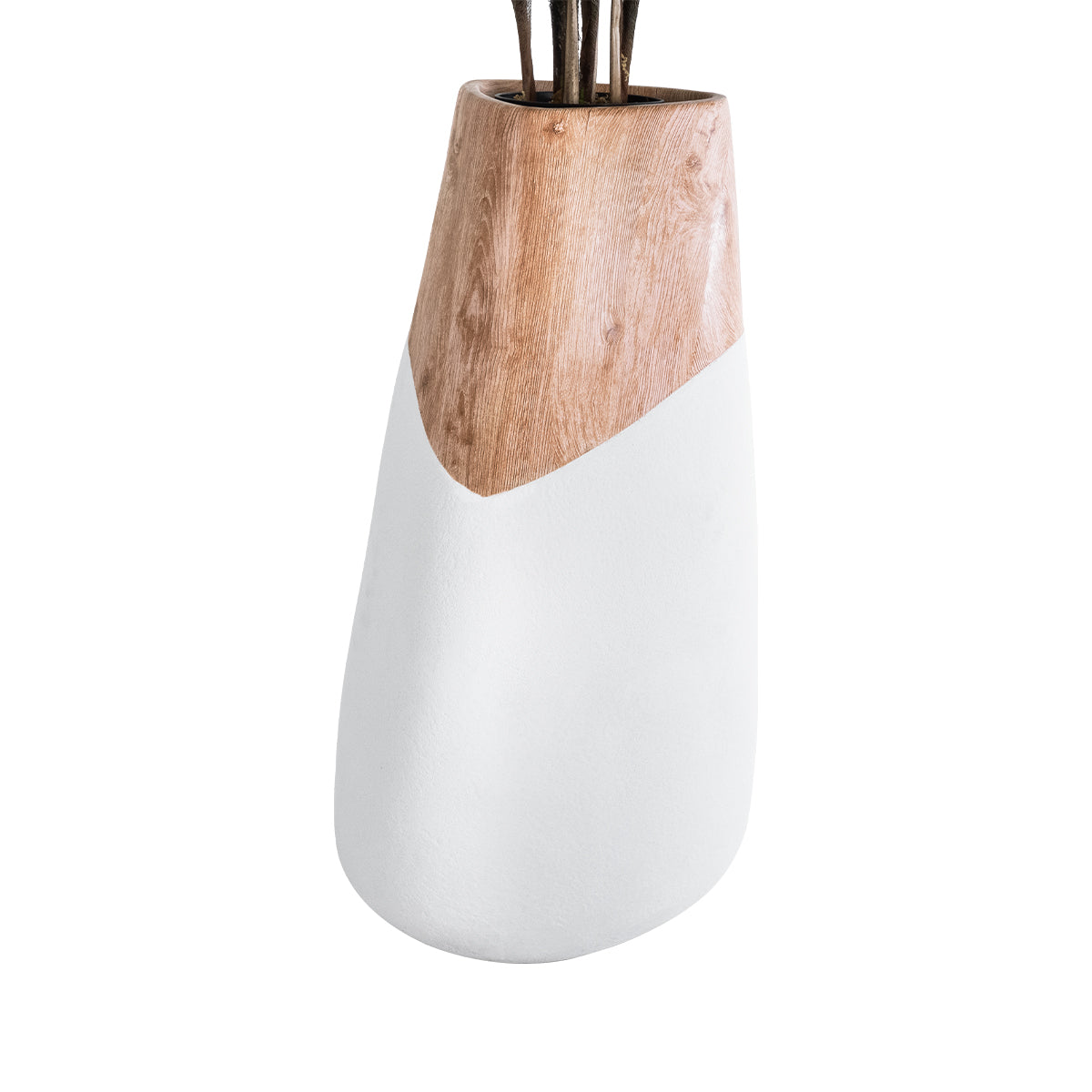 GloboStar® Artificial Garden PANDORA 20707 Επιδαπέδιο Πολυεστερικό Τσιμεντένιο Κασπώ Γλάστρα - Flower Pot Καφέ με Λευκό Μ49 x Π45 x Υ90cm - ledmania.gr
