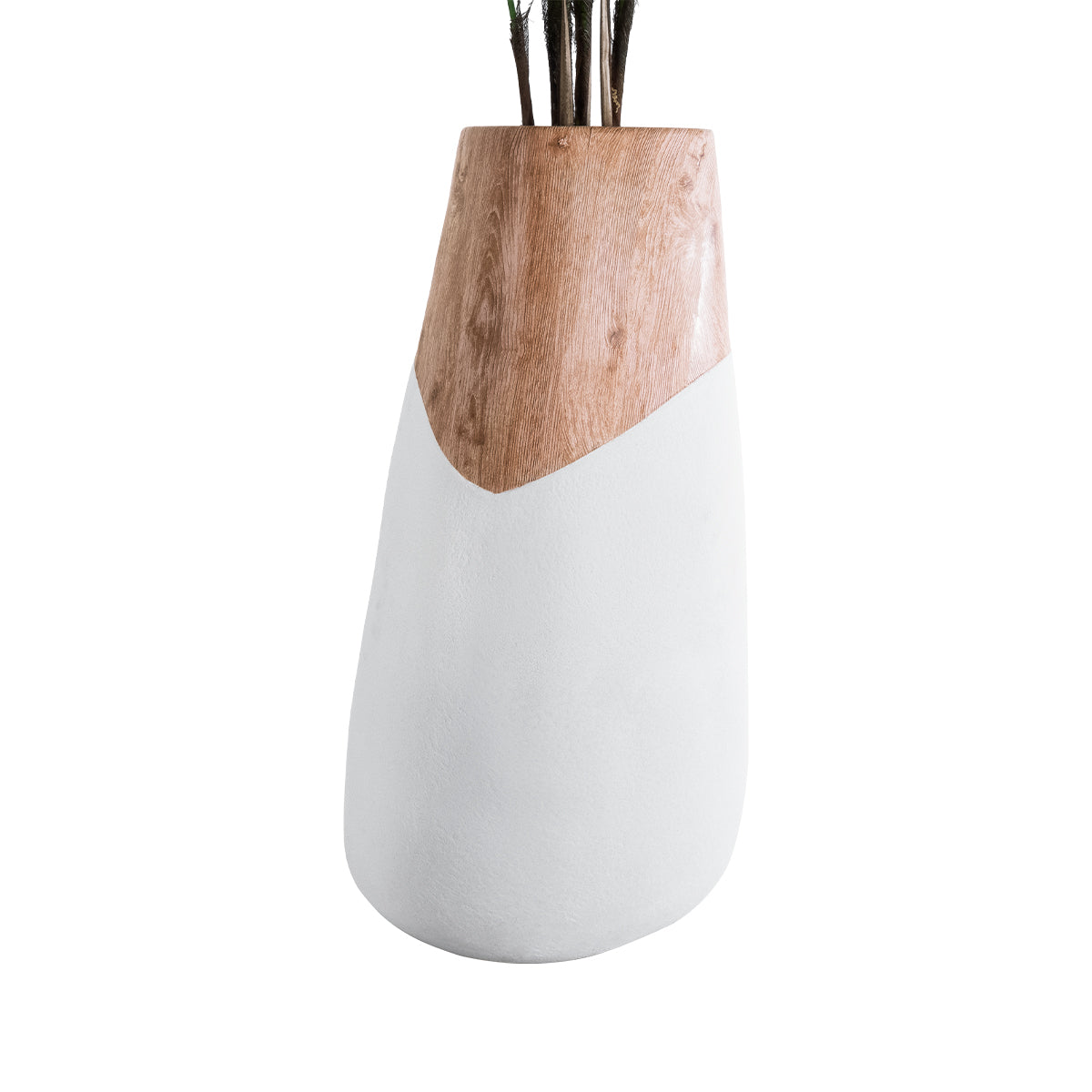 GloboStar® Artificial Garden PANDORA 20707 Επιδαπέδιο Πολυεστερικό Τσιμεντένιο Κασπώ Γλάστρα - Flower Pot Καφέ με Λευκό Μ49 x Π45 x Υ90cm - ledmania.gr