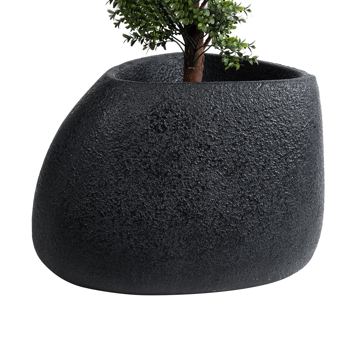 GloboStar® Artificial Garden CHLOE 20708 Επιδαπέδιο Πολυεστερικό Τσιμεντένιο Κασπώ Γλάστρα - Flower Pot Μαύρο Μ60 x Π55 x Υ43cm - ledmania.gr