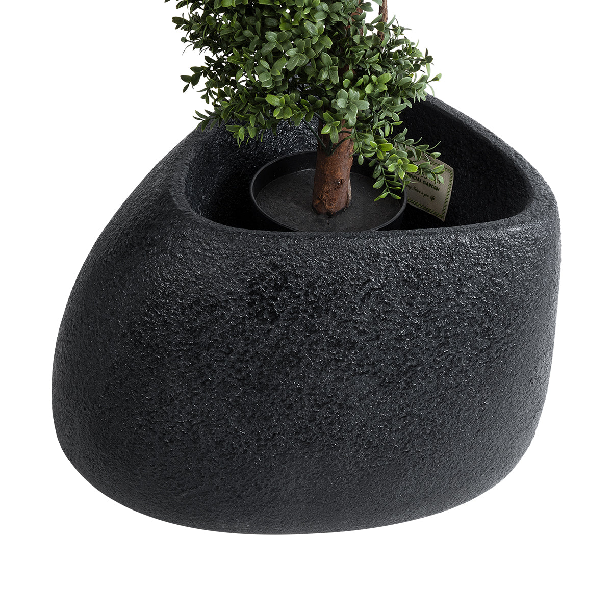 GloboStar® Artificial Garden CHLOE 20708 Επιδαπέδιο Πολυεστερικό Τσιμεντένιο Κασπώ Γλάστρα - Flower Pot Μαύρο Μ60 x Π55 x Υ43cm - ledmania.gr
