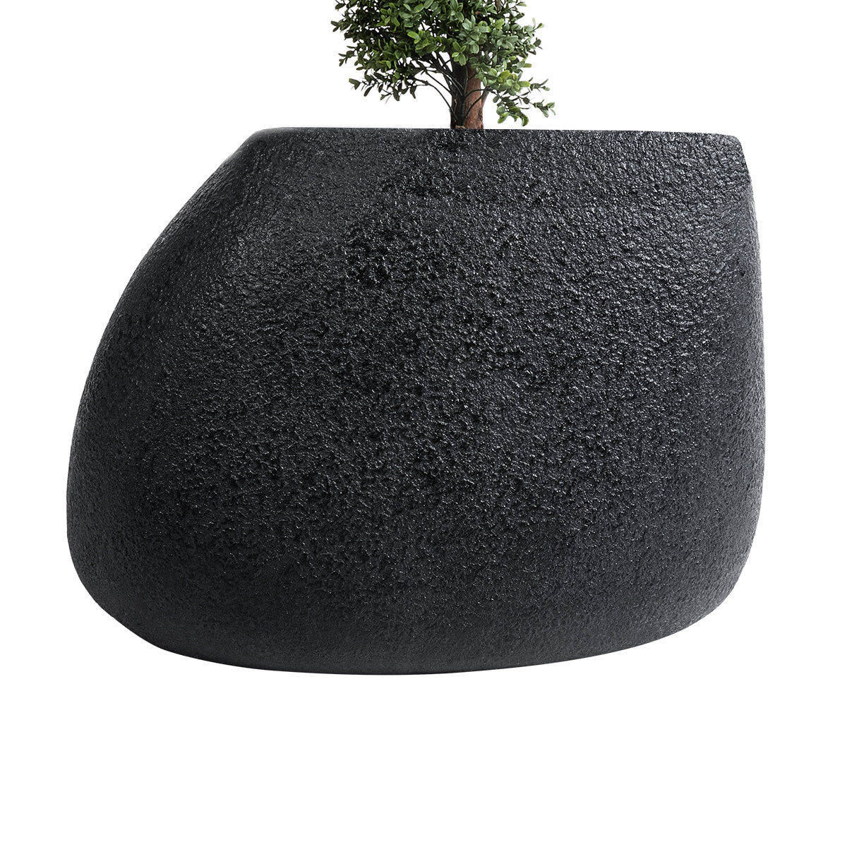 GloboStar® Artificial Garden CHLOE 20708 Επιδαπέδιο Πολυεστερικό Τσιμεντένιο Κασπώ Γλάστρα - Flower Pot Μαύρο Μ60 x Π55 x Υ43cm - ledmania.gr