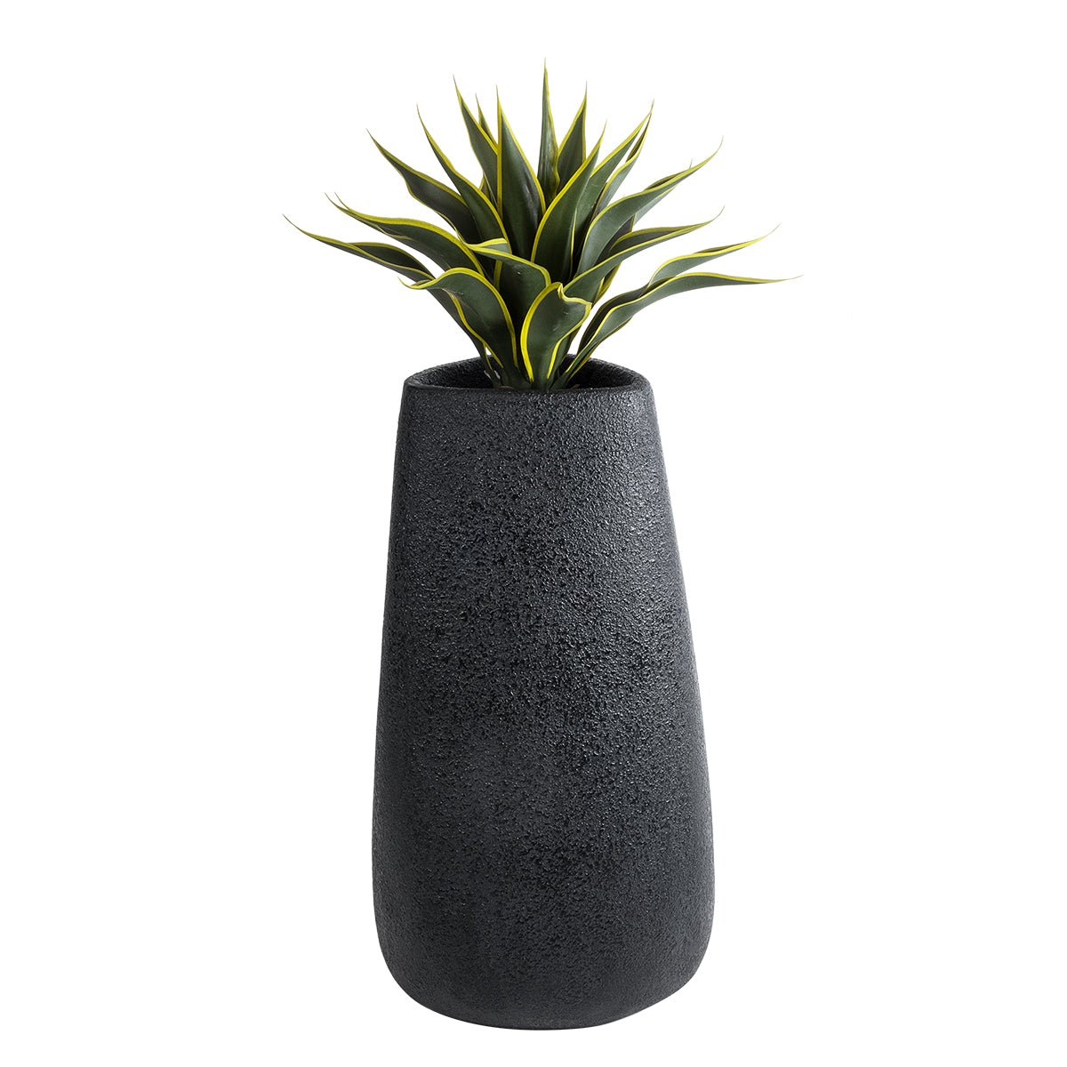 GloboStar® Artificial Garden CHLOE 20709 Επιδαπέδιο Πολυεστερικό Τσιμεντένιο Κασπώ Γλάστρα - Flower Pot Μαύρο Μ45 x Π49 x Υ90cm - ledmania.gr