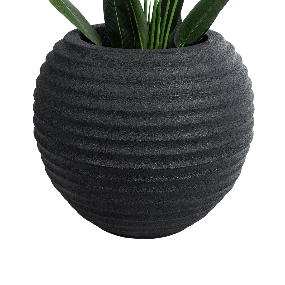 GloboStar® Artificial Garden ILAEIRA 20712 Επιδαπέδιο Πολυεστερικό Τσιμεντένιο Κασπώ Γλάστρα - Flower Pot Μαύρο Φ71 x Υ64cm - ledmania.gr