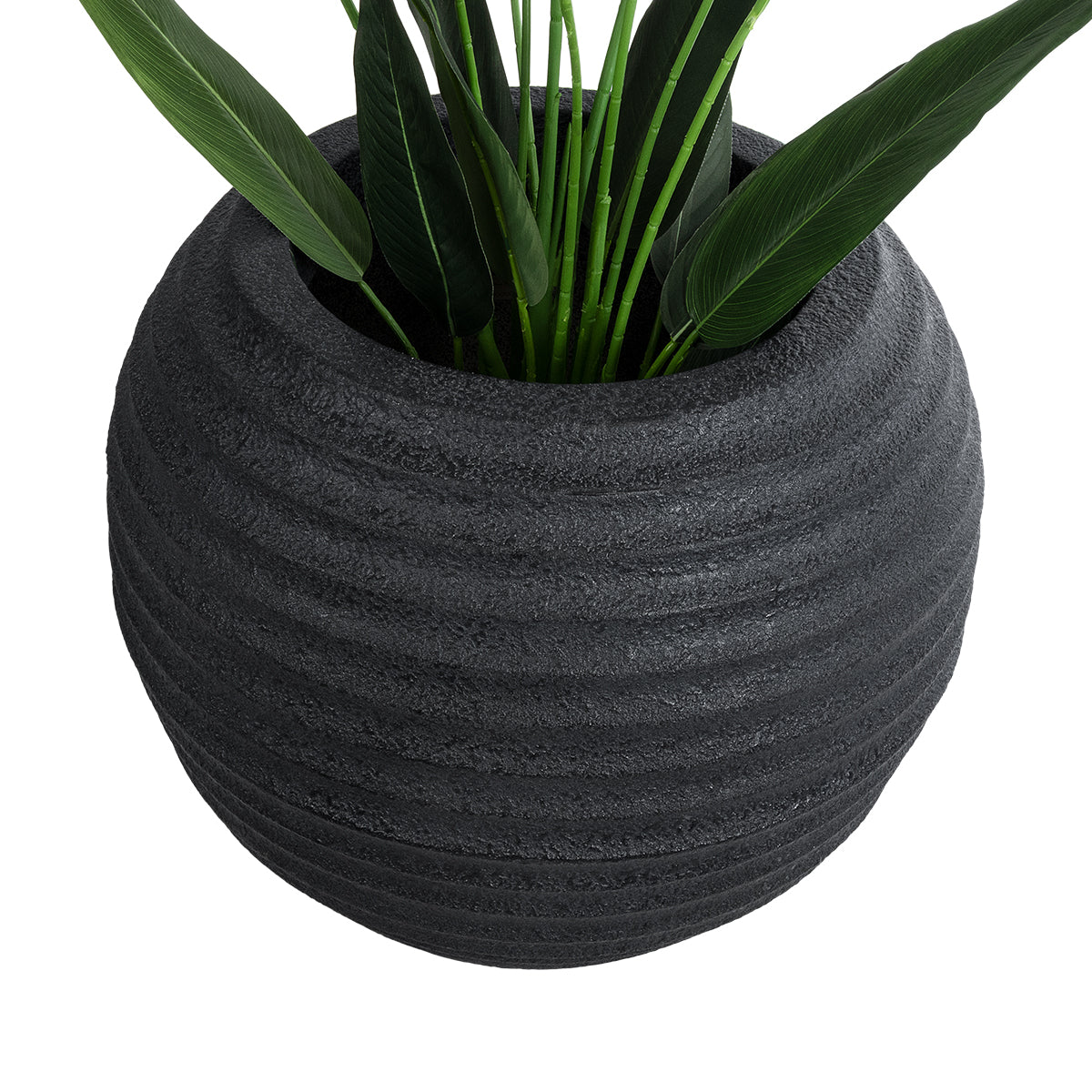 GloboStar® Artificial Garden ILAEIRA 20712 Επιδαπέδιο Πολυεστερικό Τσιμεντένιο Κασπώ Γλάστρα - Flower Pot Μαύρο Φ71 x Υ64cm - ledmania.gr
