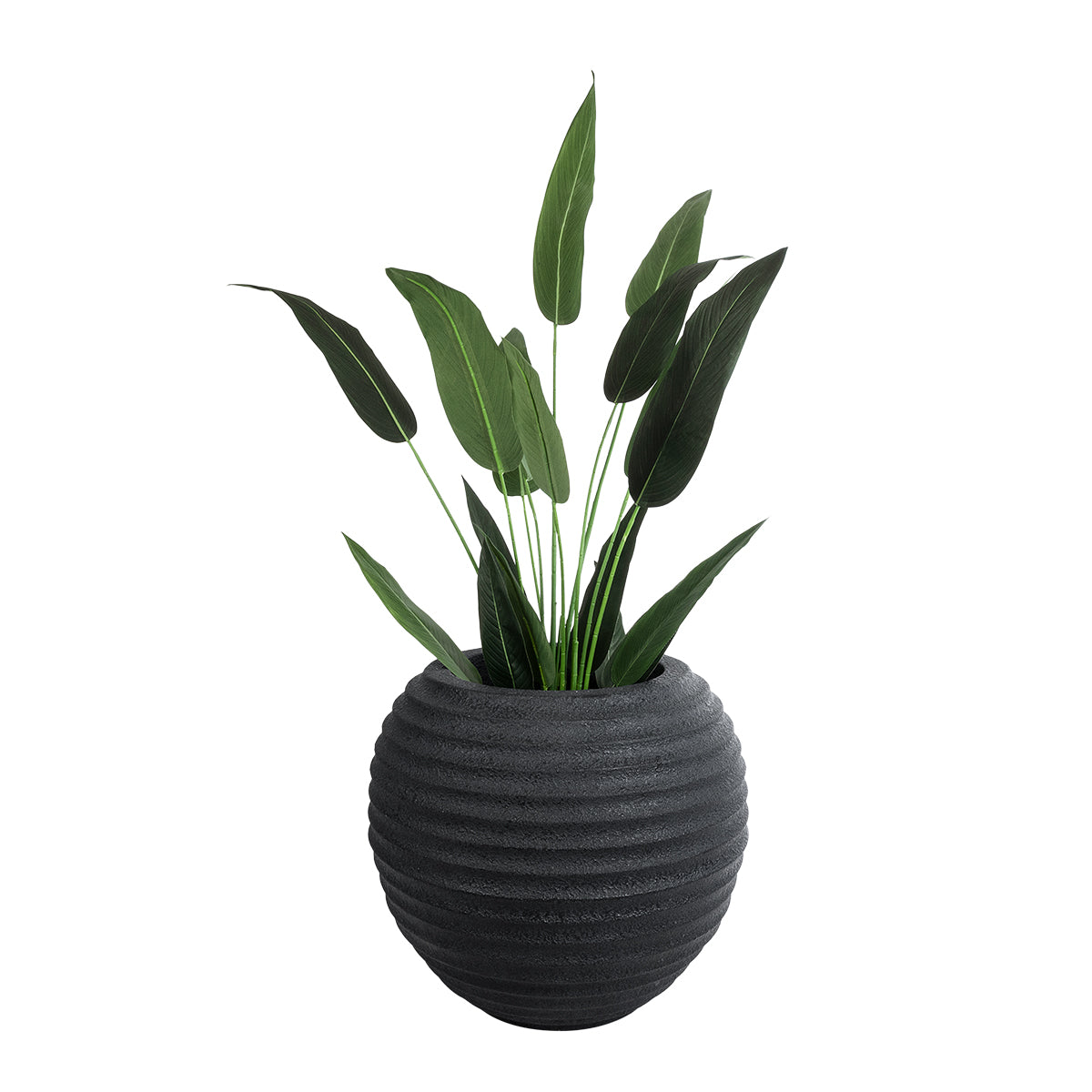 GloboStar® Artificial Garden ILAEIRA 20712 Επιδαπέδιο Πολυεστερικό Τσιμεντένιο Κασπώ Γλάστρα - Flower Pot Μαύρο Φ71 x Υ64cm - ledmania.gr