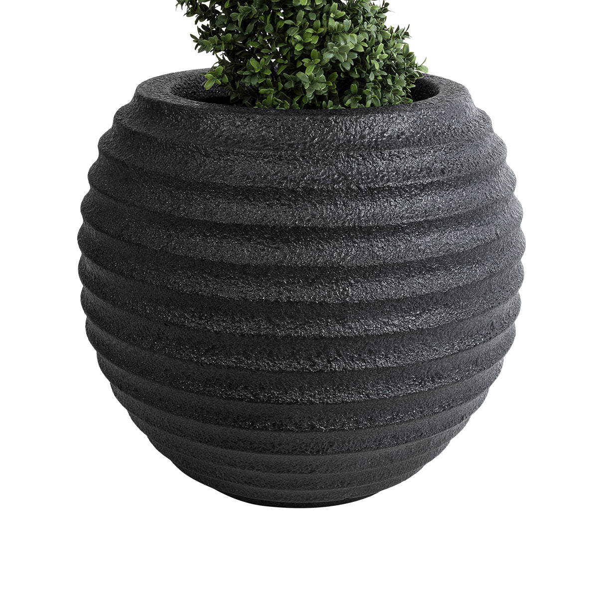GloboStar® Artificial Garden ILAEIRA 20713 Επιδαπέδιο Πολυεστερικό Τσιμεντένιο Κασπώ Γλάστρα - Flower Pot Μαύρο Φ58 x Υ53cm - ledmania.gr
