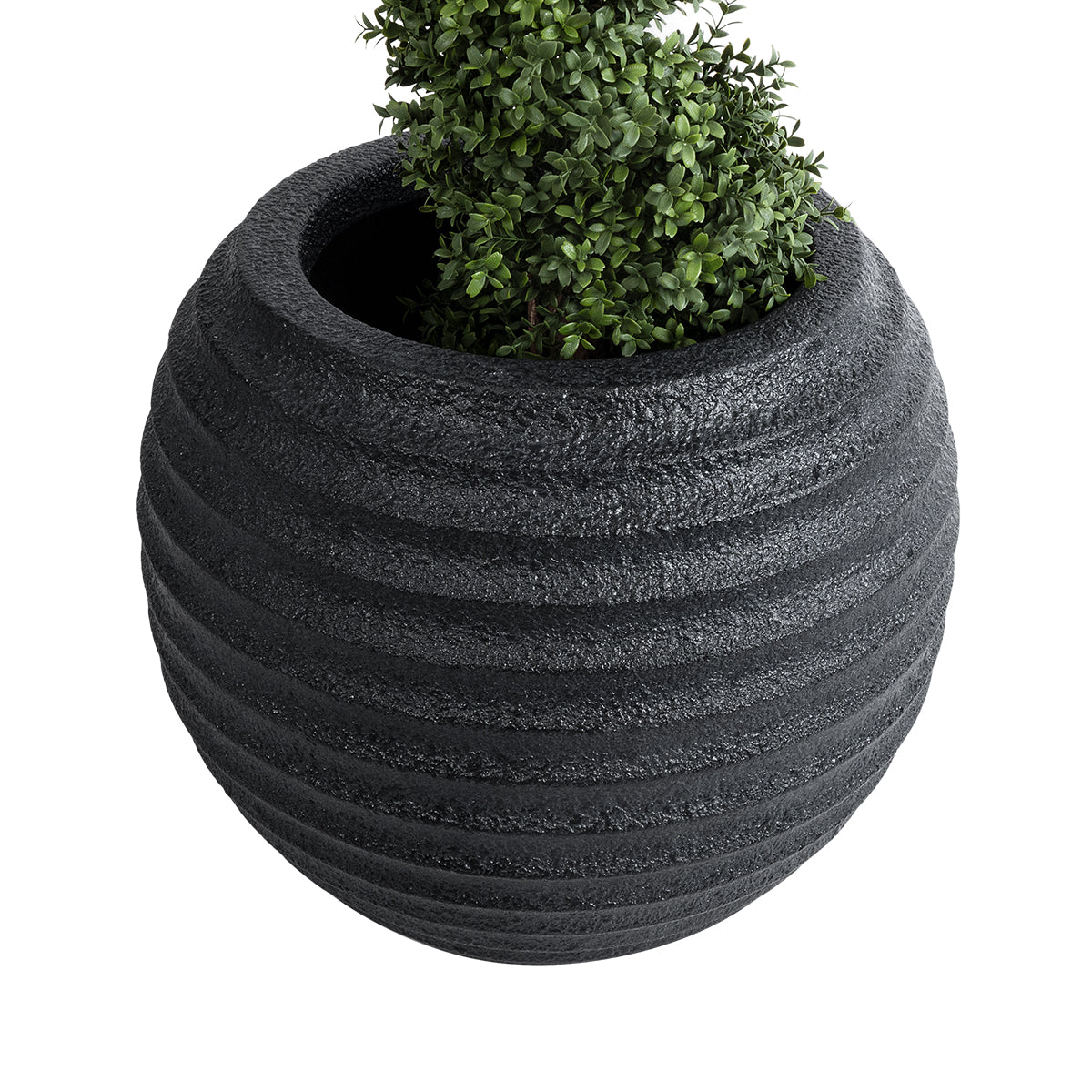 GloboStar® Artificial Garden ILAEIRA 20713 Επιδαπέδιο Πολυεστερικό Τσιμεντένιο Κασπώ Γλάστρα - Flower Pot Μαύρο Φ58 x Υ53cm - ledmania.gr