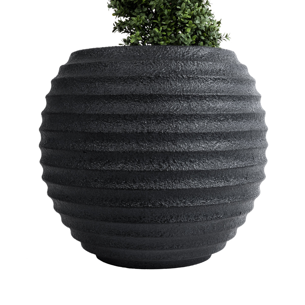 GloboStar® Artificial Garden ILAEIRA 20713 Επιδαπέδιο Πολυεστερικό Τσιμεντένιο Κασπώ Γλάστρα - Flower Pot Μαύρο Φ58 x Υ53cm - ledmania.gr