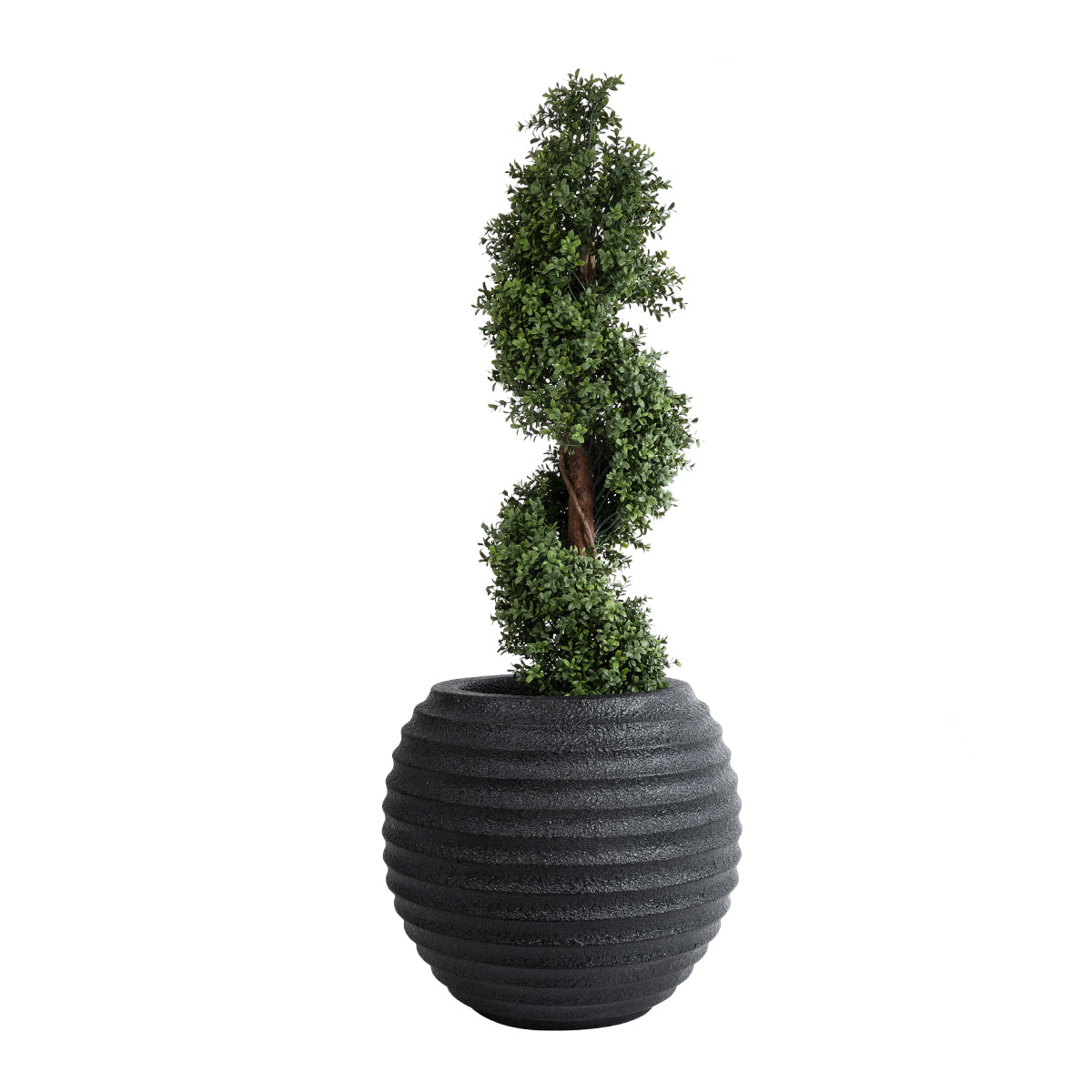 GloboStar® Artificial Garden ILAEIRA 20713 Επιδαπέδιο Πολυεστερικό Τσιμεντένιο Κασπώ Γλάστρα - Flower Pot Μαύρο Φ58 x Υ53cm - ledmania.gr
