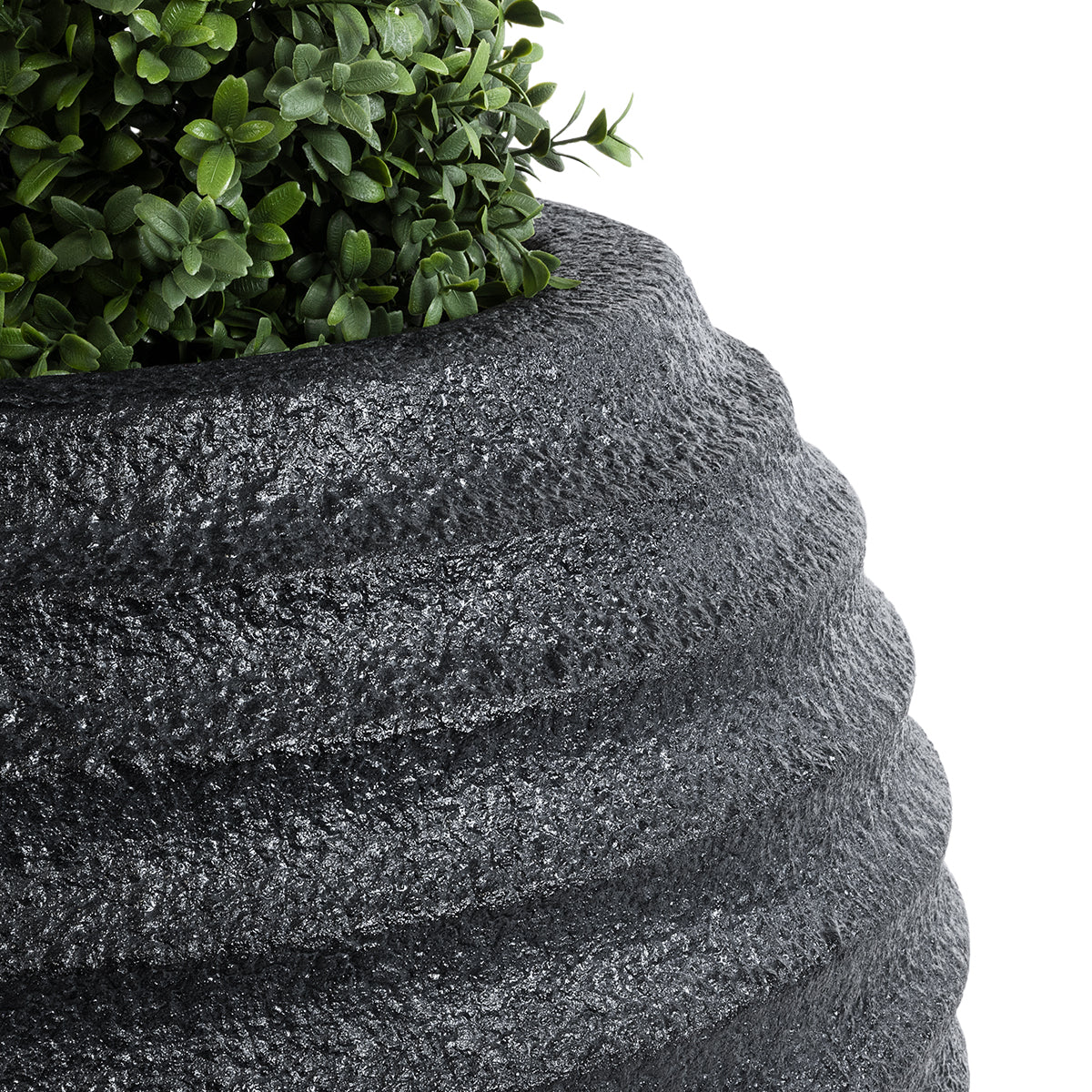 GloboStar® Artificial Garden ILAEIRA 20713 Επιδαπέδιο Πολυεστερικό Τσιμεντένιο Κασπώ Γλάστρα - Flower Pot Μαύρο Φ58 x Υ53cm - ledmania.gr