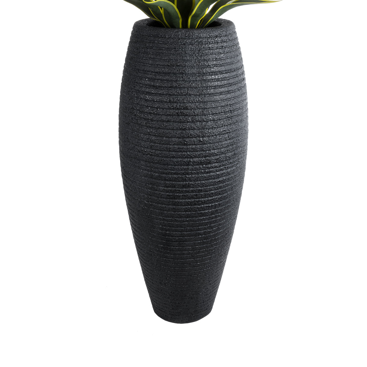 GloboStar® Artificial Garden NASHVILLE 20714 Επιδαπέδιο Πολυεστερικό Τσιμεντένιο Κασπώ Γλάστρα - Flower Pot Μαύρο Φ45 x Υ114cm - ledmania.gr
