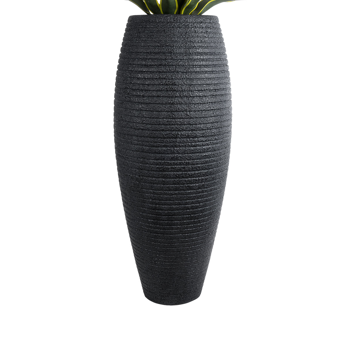 GloboStar® Artificial Garden NASHVILLE 20714 Επιδαπέδιο Πολυεστερικό Τσιμεντένιο Κασπώ Γλάστρα - Flower Pot Μαύρο Φ45 x Υ114cm - ledmania.gr