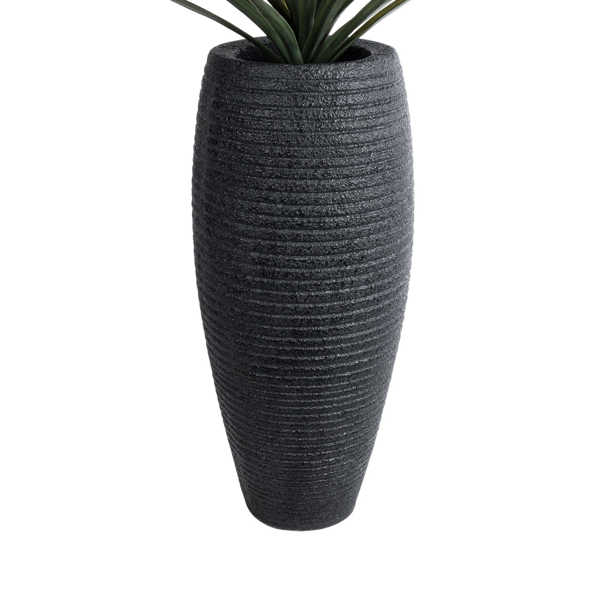 GloboStar® Artificial Garden NASHVILLE 20715 Επιδαπέδιο Πολυεστερικό Τσιμεντένιο Κασπώ Γλάστρα - Flower Pot Μαύρο Φ35 x Υ85cm - ledmania.gr