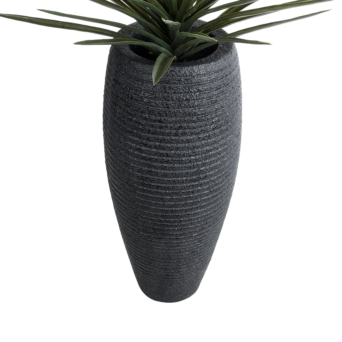 GloboStar® Artificial Garden NASHVILLE 20715 Επιδαπέδιο Πολυεστερικό Τσιμεντένιο Κασπώ Γλάστρα - Flower Pot Μαύρο Φ35 x Υ85cm - ledmania.gr