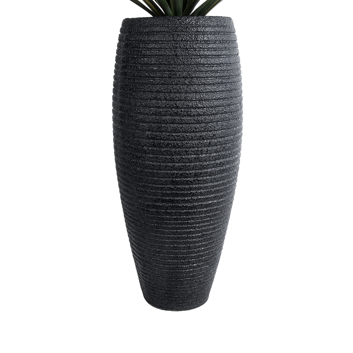 GloboStar® Artificial Garden NASHVILLE 20715 Επιδαπέδιο Πολυεστερικό Τσιμεντένιο Κασπώ Γλάστρα - Flower Pot Μαύρο Φ35 x Υ85cm - ledmania.gr