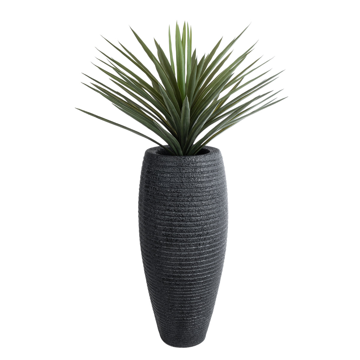 GloboStar® Artificial Garden NASHVILLE 20715 Επιδαπέδιο Πολυεστερικό Τσιμεντένιο Κασπώ Γλάστρα - Flower Pot Μαύρο Φ35 x Υ85cm - ledmania.gr