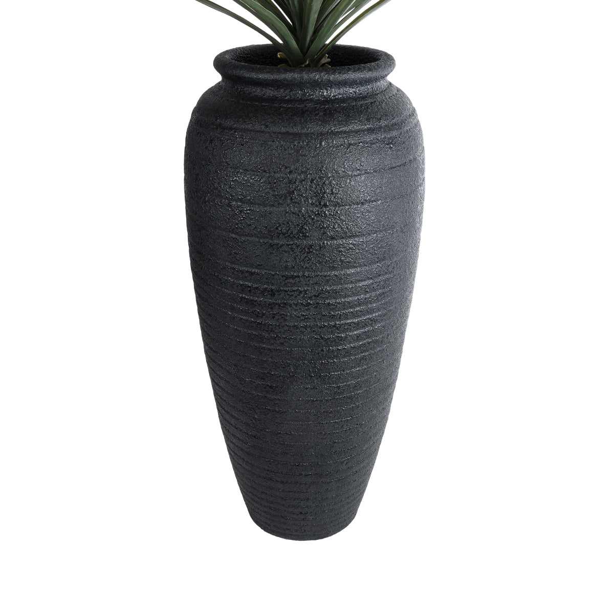 GloboStar® Artificial Garden OLYMPIA 20717 Επιδαπέδιο Πολυεστερικό Τσιμεντένιο Κασπώ Γλάστρα - Flower Pot Μαύρο Φ55 x Υ120cm - ledmania.gr