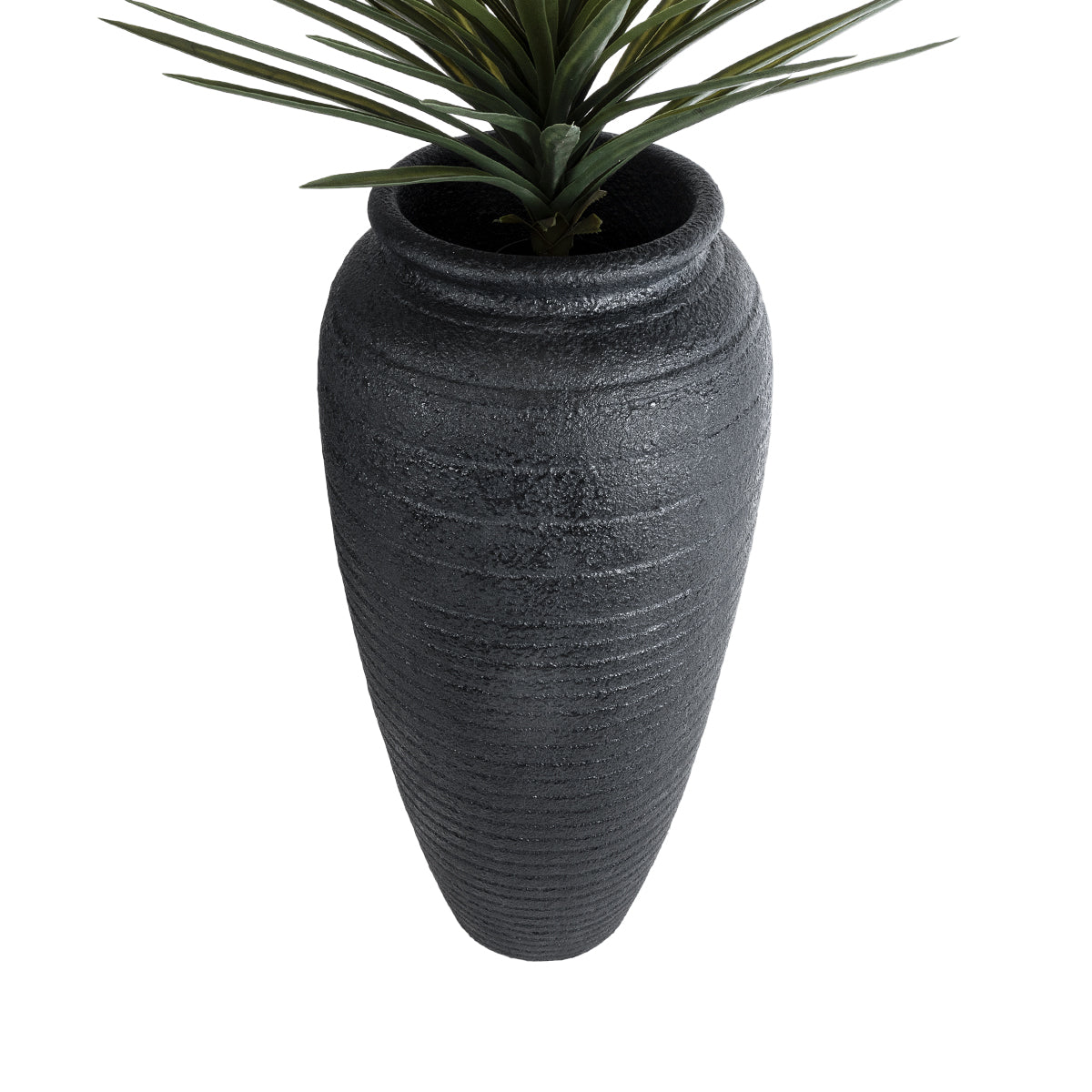 GloboStar® Artificial Garden OLYMPIA 20717 Επιδαπέδιο Πολυεστερικό Τσιμεντένιο Κασπώ Γλάστρα - Flower Pot Μαύρο Φ55 x Υ120cm - ledmania.gr