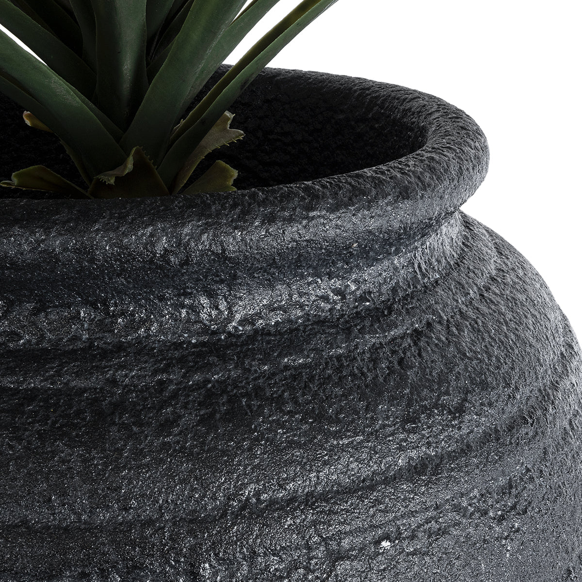 GloboStar® Artificial Garden OLYMPIA 20717 Επιδαπέδιο Πολυεστερικό Τσιμεντένιο Κασπώ Γλάστρα - Flower Pot Μαύρο Φ55 x Υ120cm - ledmania.gr