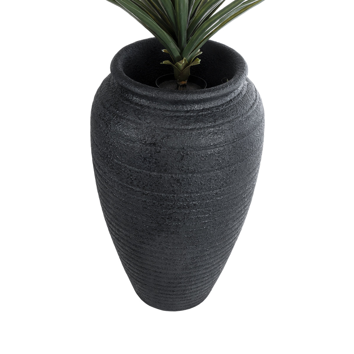 GloboStar® Artificial Garden OLYMPIA 20718 Επιδαπέδιο Πολυεστερικό Τσιμεντένιο Κασπώ Γλάστρα - Flower Pot Μαύρο Φ55 x Υ90cm - ledmania.gr