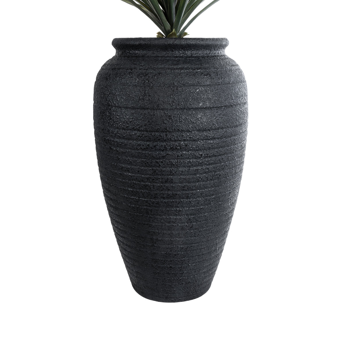 GloboStar® Artificial Garden OLYMPIA 20718 Επιδαπέδιο Πολυεστερικό Τσιμεντένιο Κασπώ Γλάστρα - Flower Pot Μαύρο Φ55 x Υ90cm - ledmania.gr
