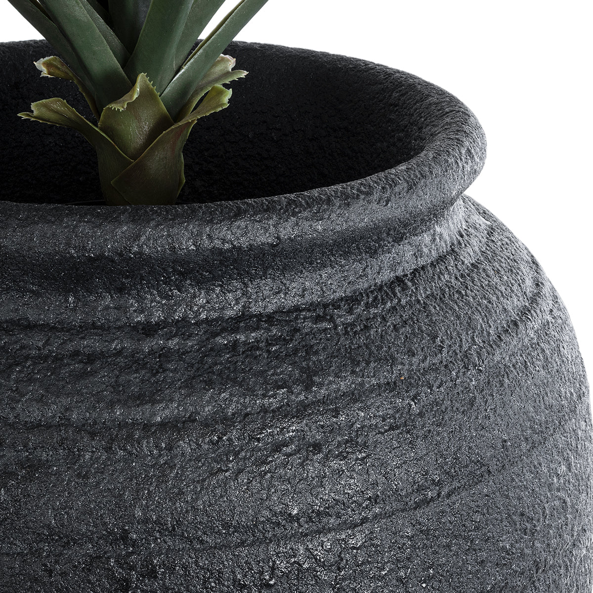 GloboStar® Artificial Garden OLYMPIA 20718 Επιδαπέδιο Πολυεστερικό Τσιμεντένιο Κασπώ Γλάστρα - Flower Pot Μαύρο Φ55 x Υ90cm - ledmania.gr