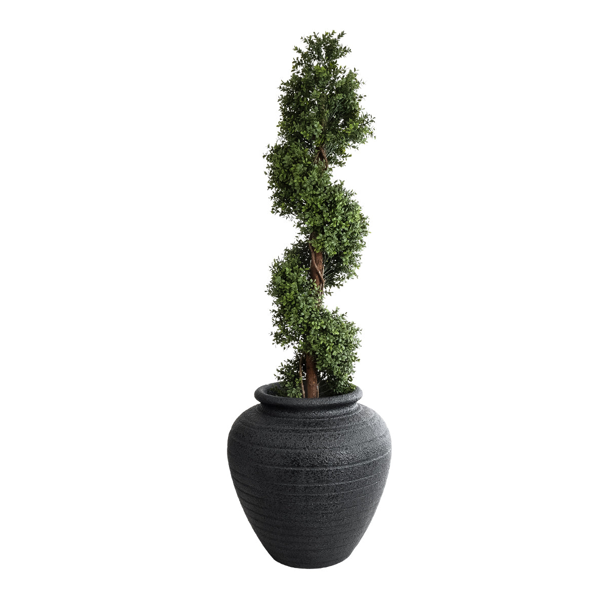 GloboStar® Artificial Garden OLYMPIA 20719 Επιδαπέδιο Πολυεστερικό Τσιμεντένιο Κασπώ Γλάστρα - Flower Pot Μαύρο Φ55 x Υ60cm - ledmania.gr