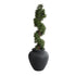 GloboStar® Artificial Garden OLYMPIA 20719 Επιδαπέδιο Πολυεστερικό Τσιμεντένιο Κασπώ Γλάστρα - Flower Pot Μαύρο Φ55 x Υ60cm - ledmania.gr