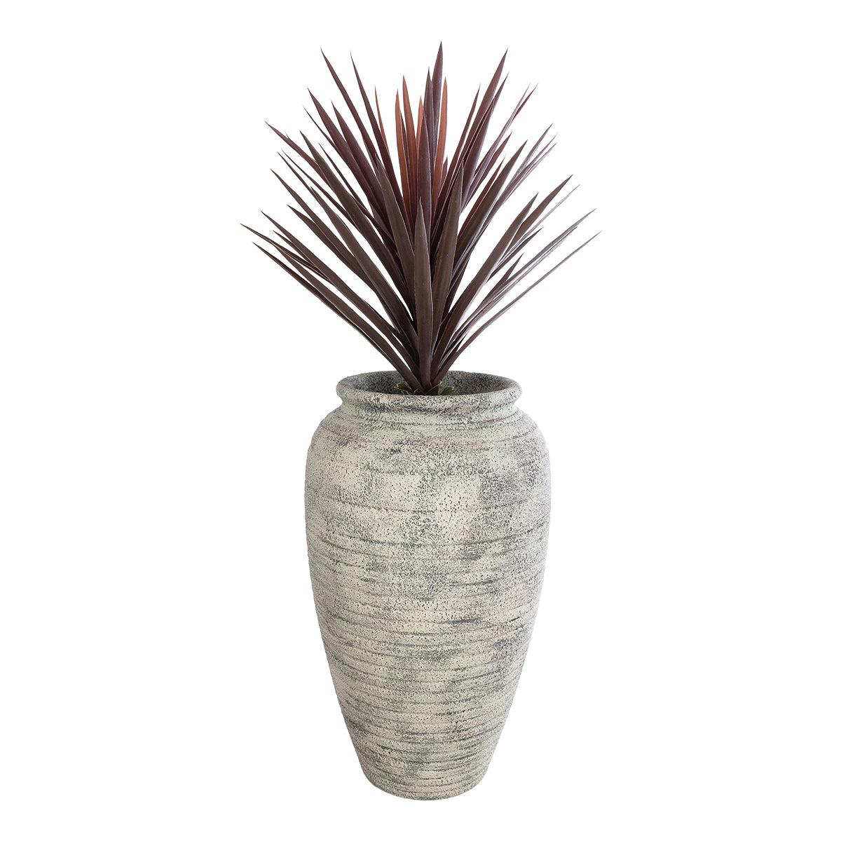 GloboStar® Artificial Garden IRISH 20721 Επιδαπέδιο Πολυεστερικό Τσιμεντένιο Κασπώ Γλάστρα - Flower Pot Λευκό - Μπεζ Φ55 x Υ90cm - ledmania.gr
