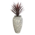 GloboStar® Artificial Garden IRISH 20721 Επιδαπέδιο Πολυεστερικό Τσιμεντένιο Κασπώ Γλάστρα - Flower Pot Λευκό - Μπεζ Φ55 x Υ90cm - ledmania.gr