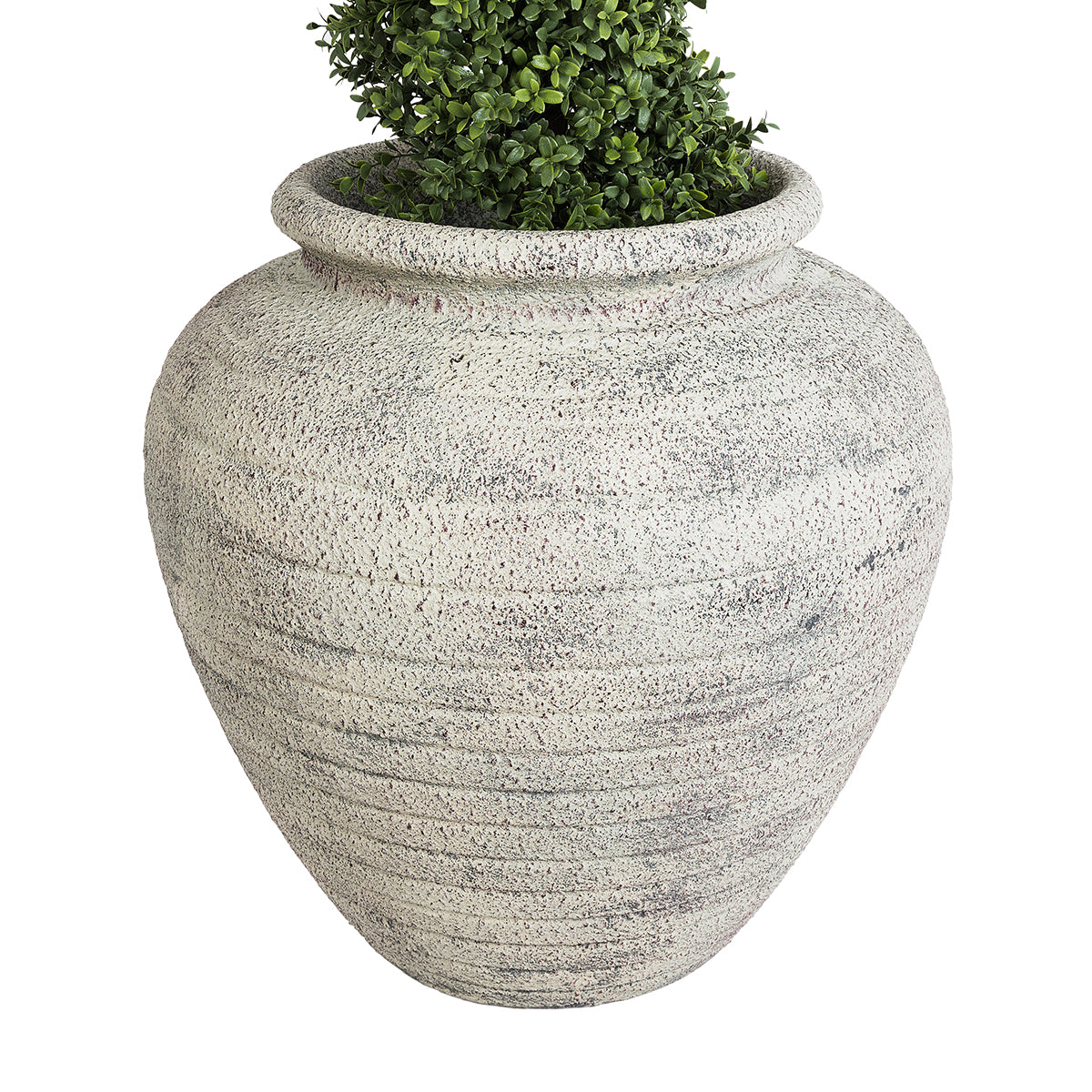 GloboStar® Artificial Garden IRISH 20722 Επιδαπέδιο Πολυεστερικό Τσιμεντένιο Κασπώ Γλάστρα - Flower Pot Λευκό - Μπεζ Φ55 x Υ60cm - ledmania.gr